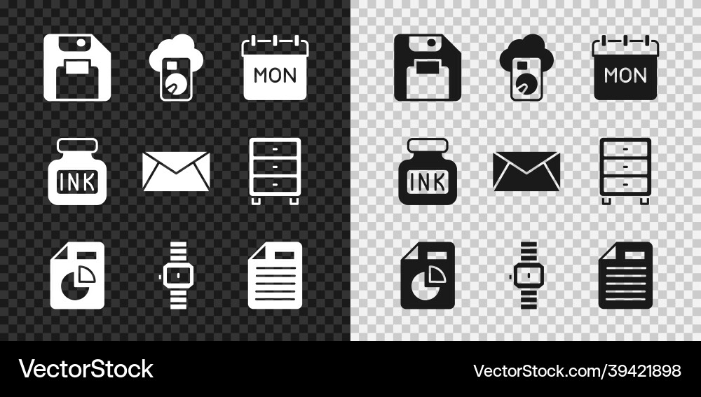 Set floppy disk cloud database calendar Set floppy disk cloud database calendar vector image