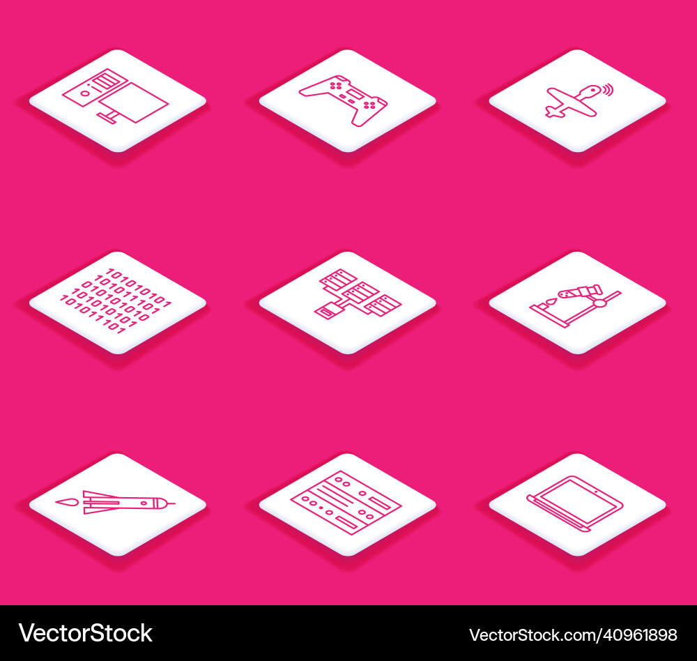 Set line computer monitor gamepad uav drone Vector Image