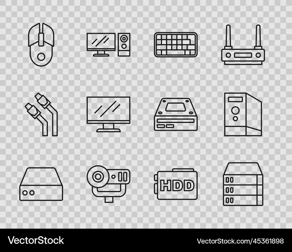 Set line server data web hosting keyboard Set line server data web hosting keyboard Vector Image
