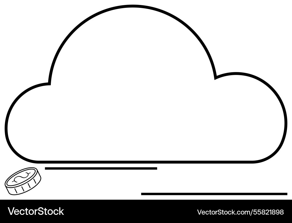 Simplified cloud computing concept with coin Simplified cloud computing concept with coin Vector Image