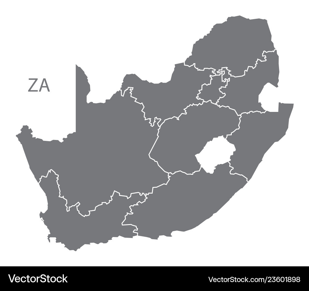South africa map with provinces grey South africa map with provinces grey vector image