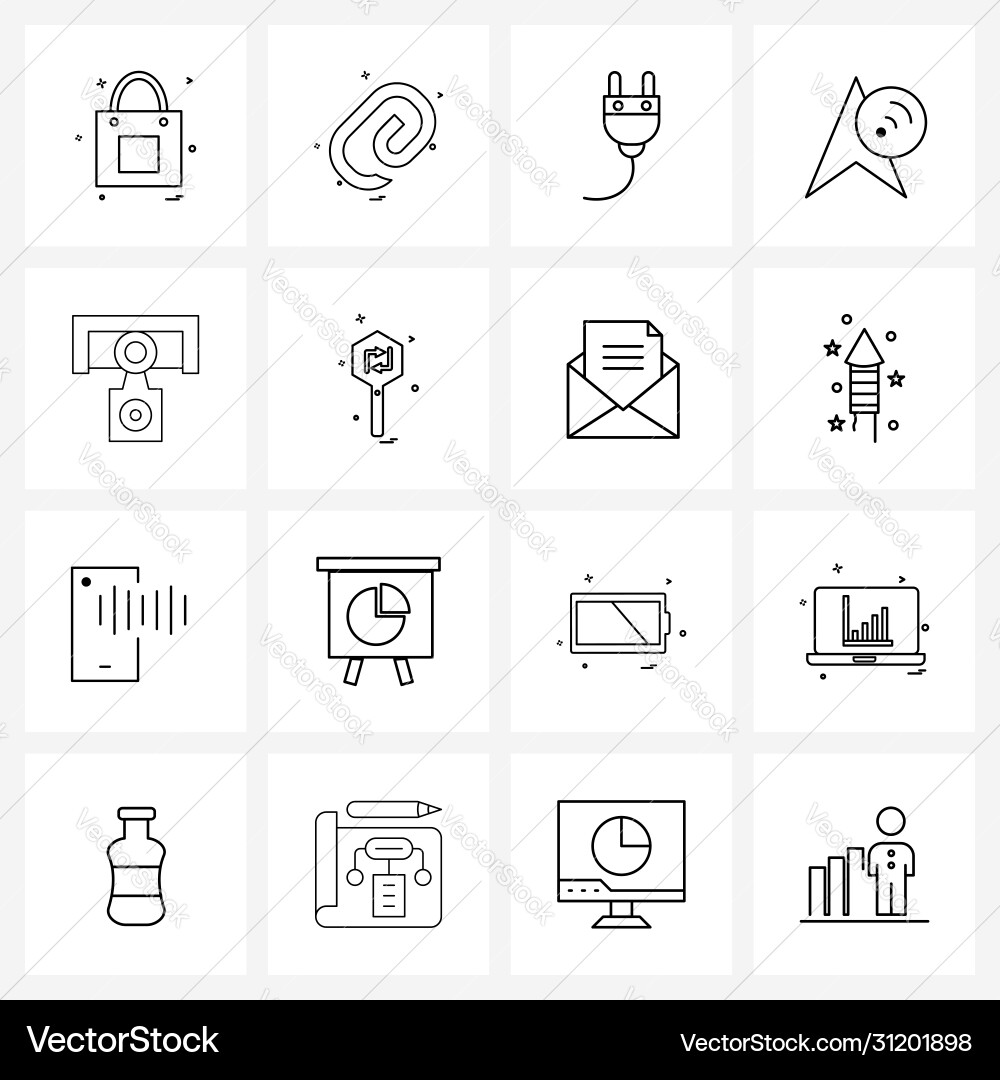 Ui set 16 basic line icons mechanic detail Vector Image