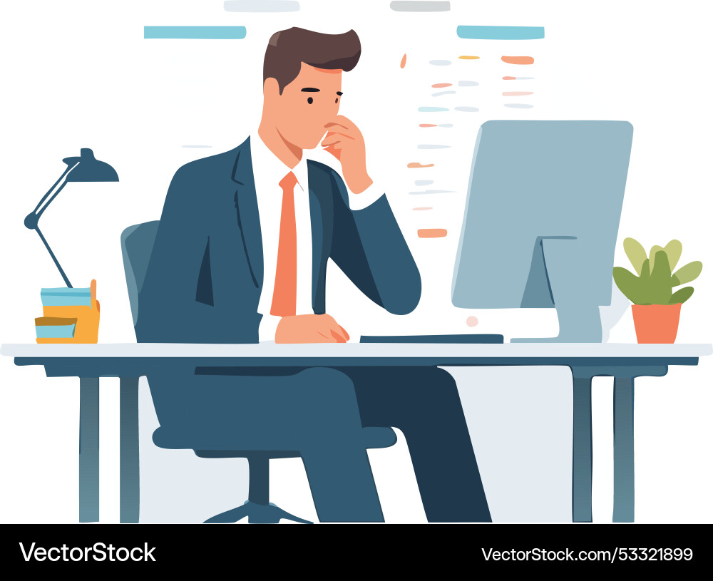 A person in front of computer A person in front of computer Vector Image
