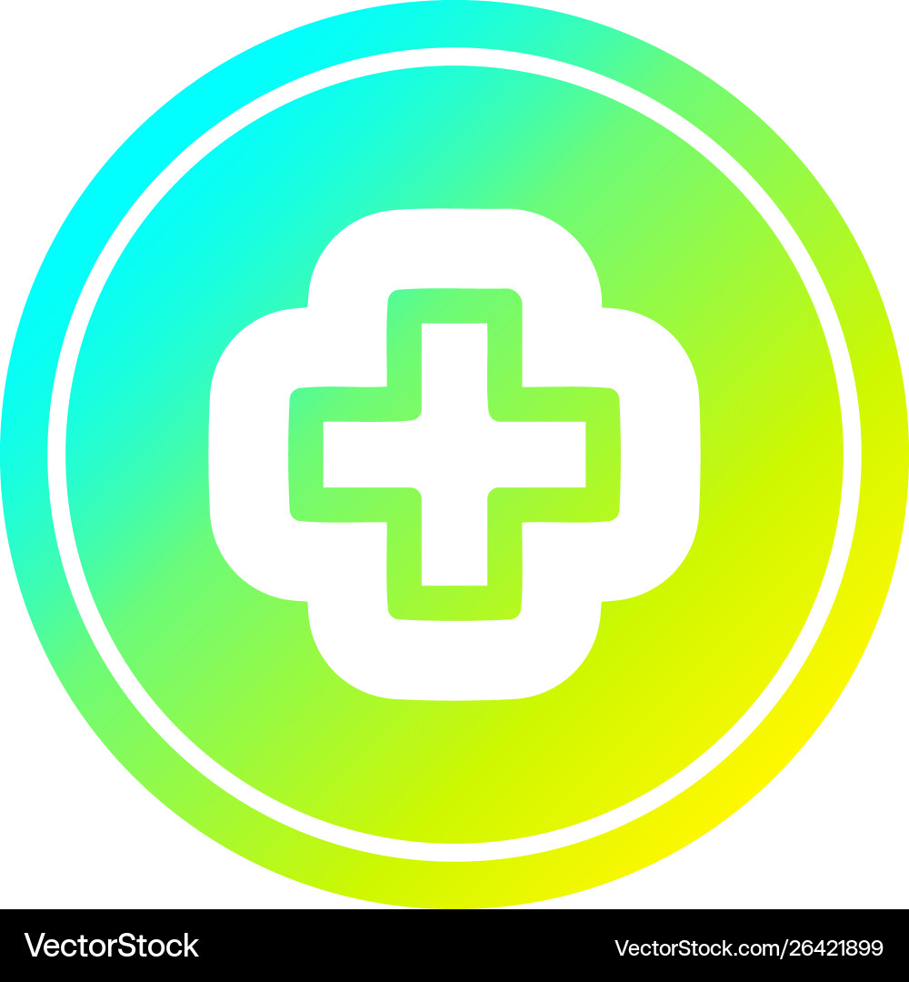 Addition symbol circular in cold gradient spectrum vector image