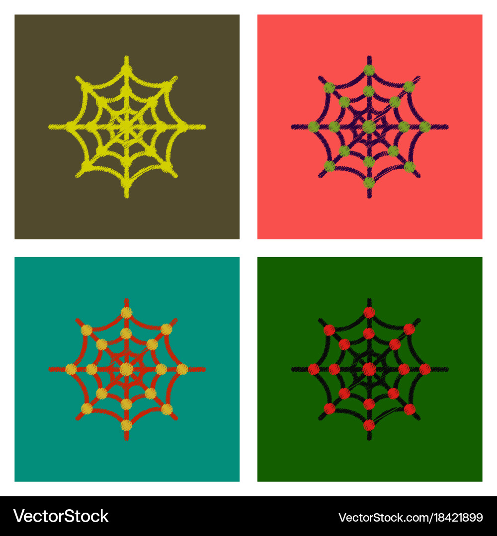Assembly flat shading style icons spider web vector image