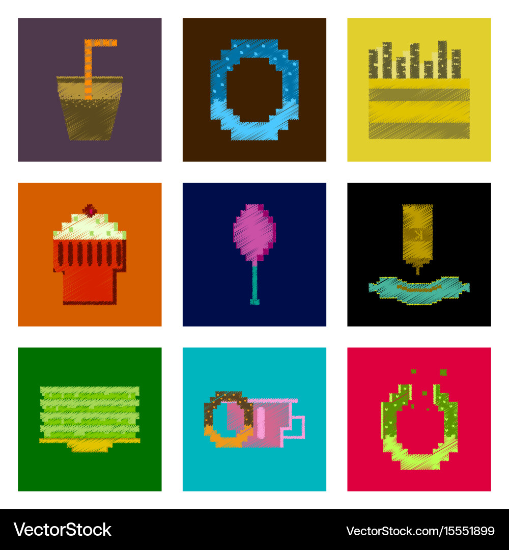 Assembly of flat shading style pixel icon fast Vector Image