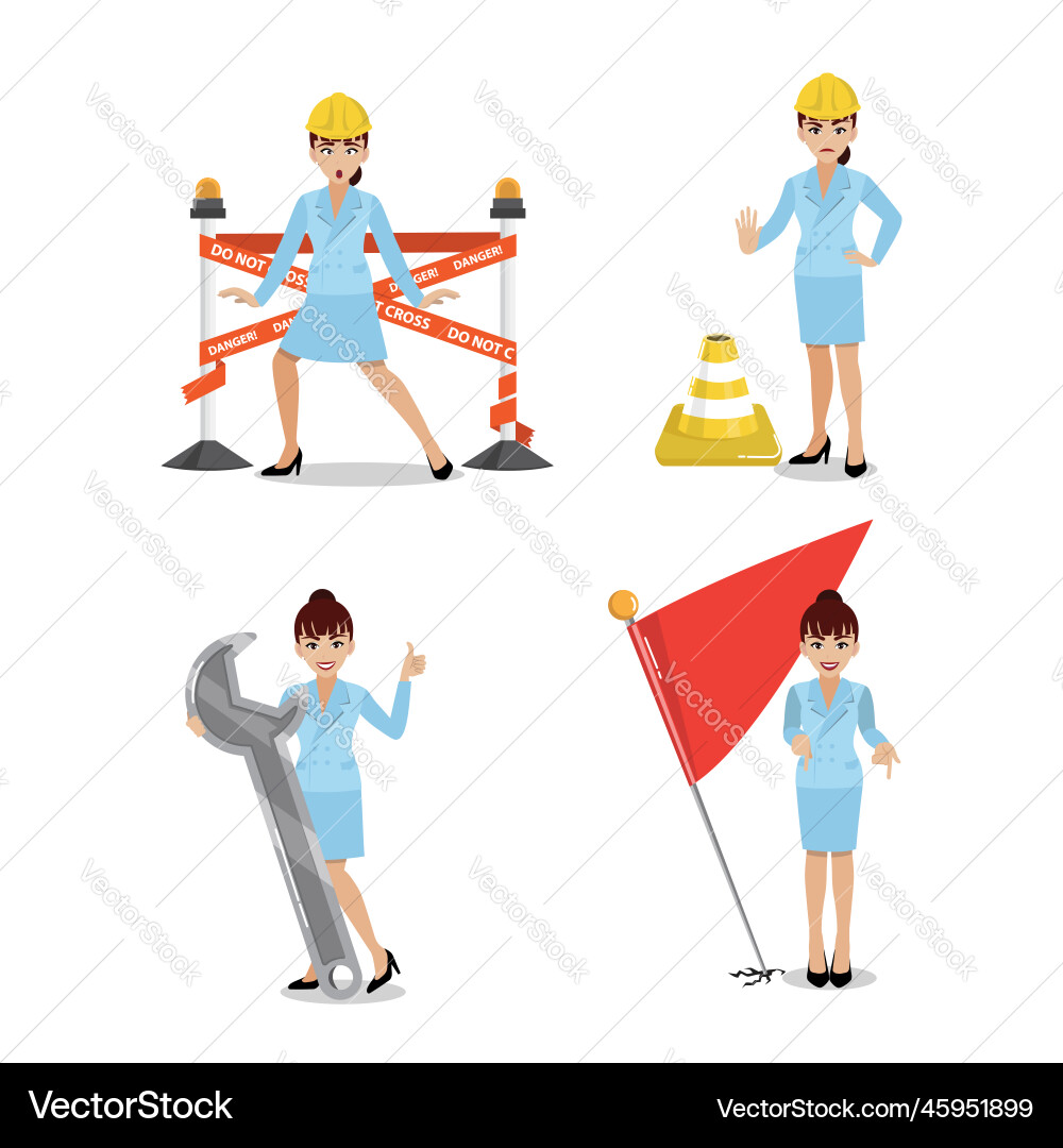 Businesswoman Cartoon Charakter Set schön Businesswoman Cartoon Charakter Set schön vektorbild