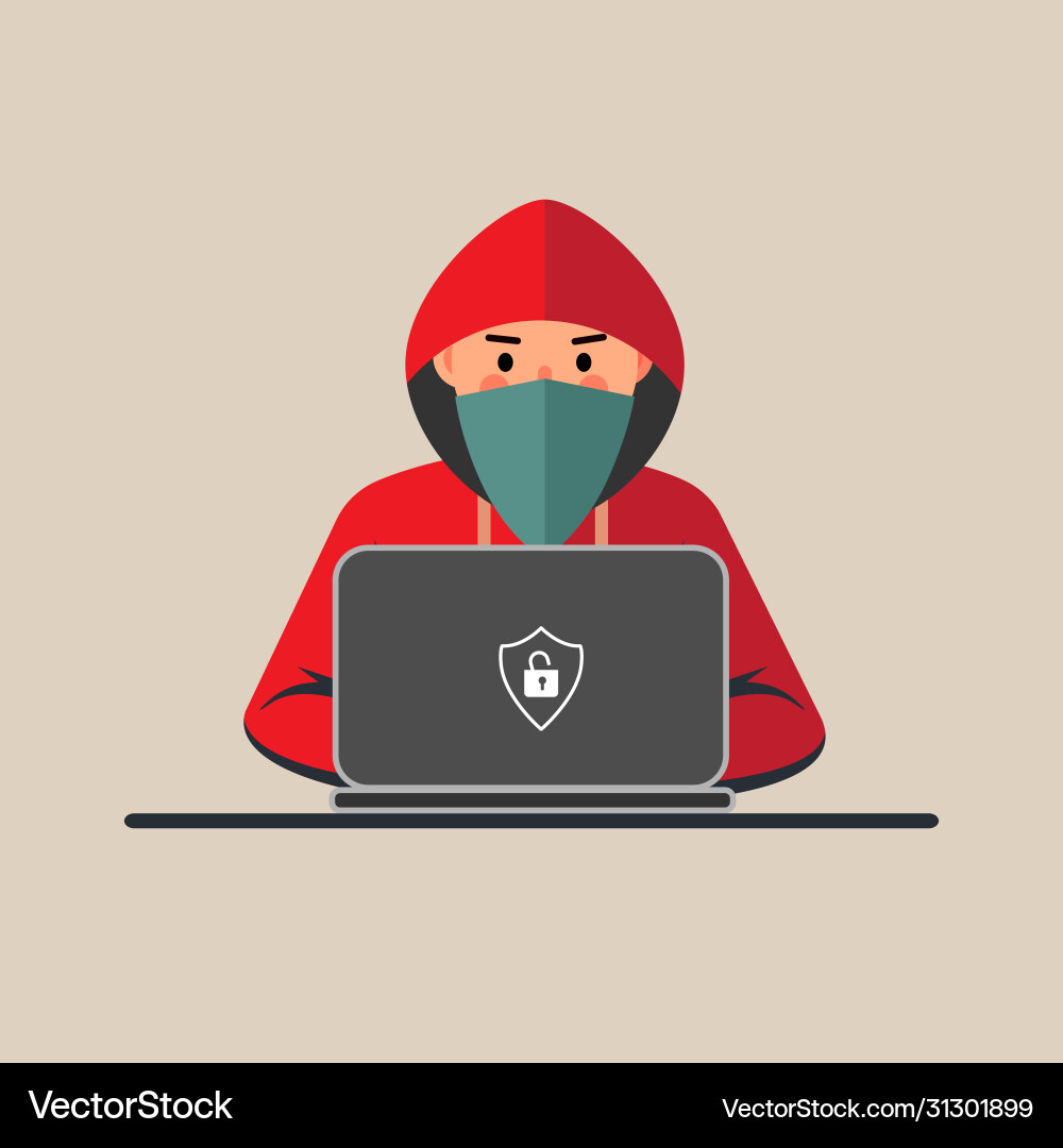 Computer hacker spread a net - isolated Computer hacker spread a net - isolated vector image