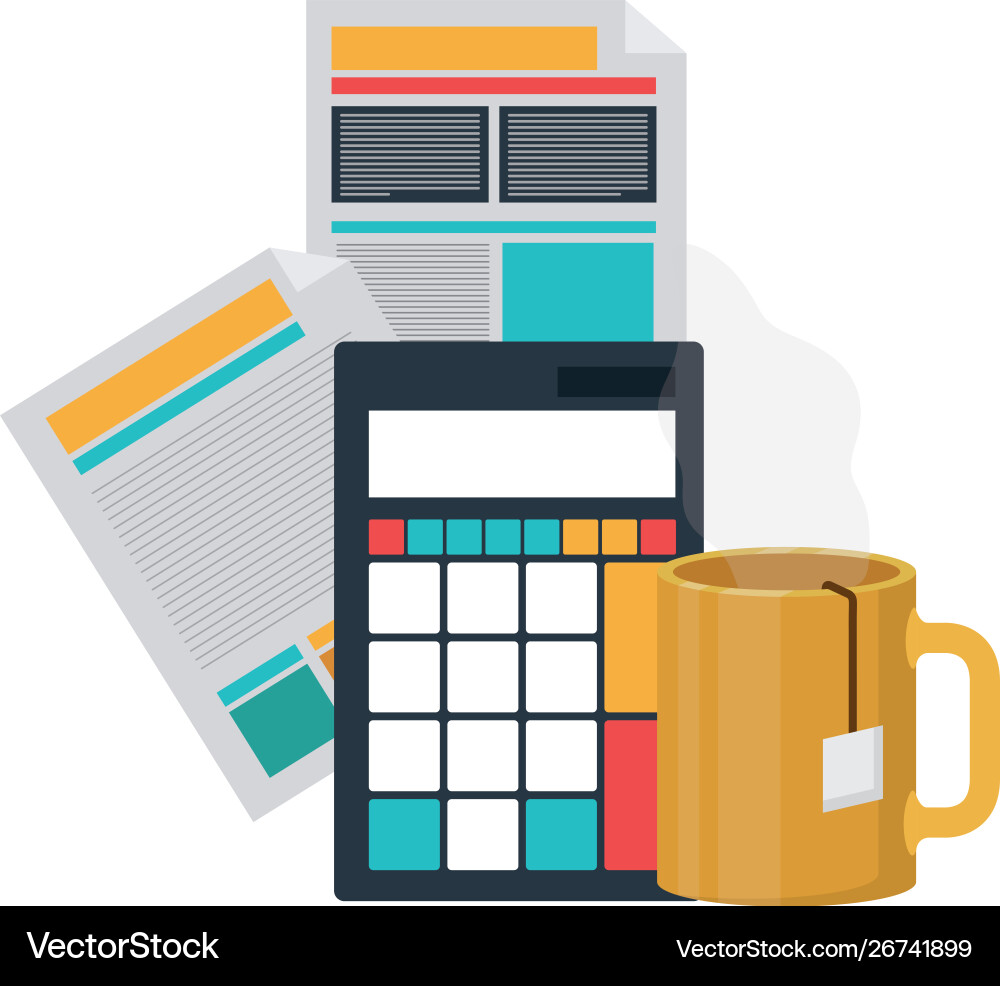 File sheet with calculator in white background File sheet with calculator in white background vector image