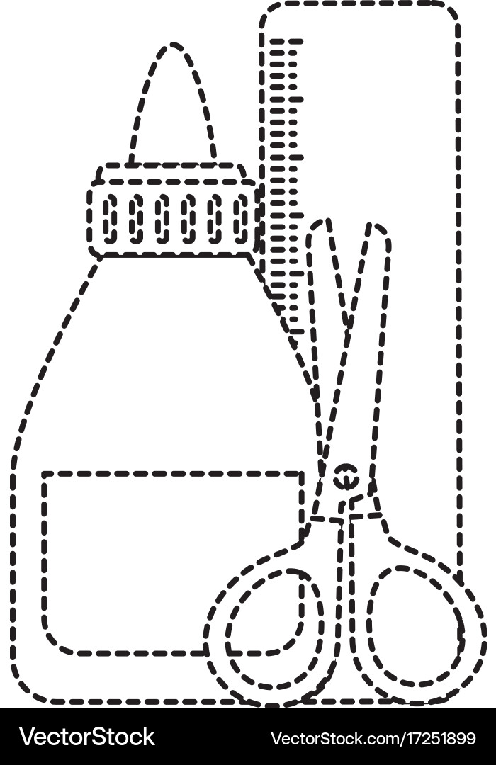 Glue bottle with rule and scissors vector image
