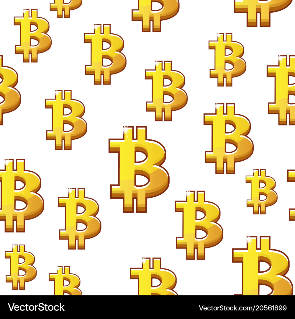 Golds symbol bitcoin seamless pattern Vector Image