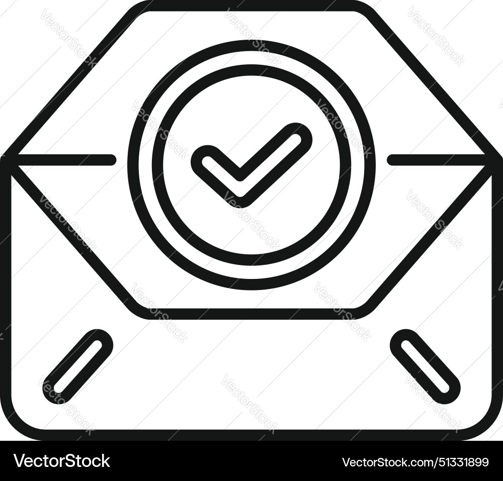 Linear design of a sealed envelope with check Vector Image