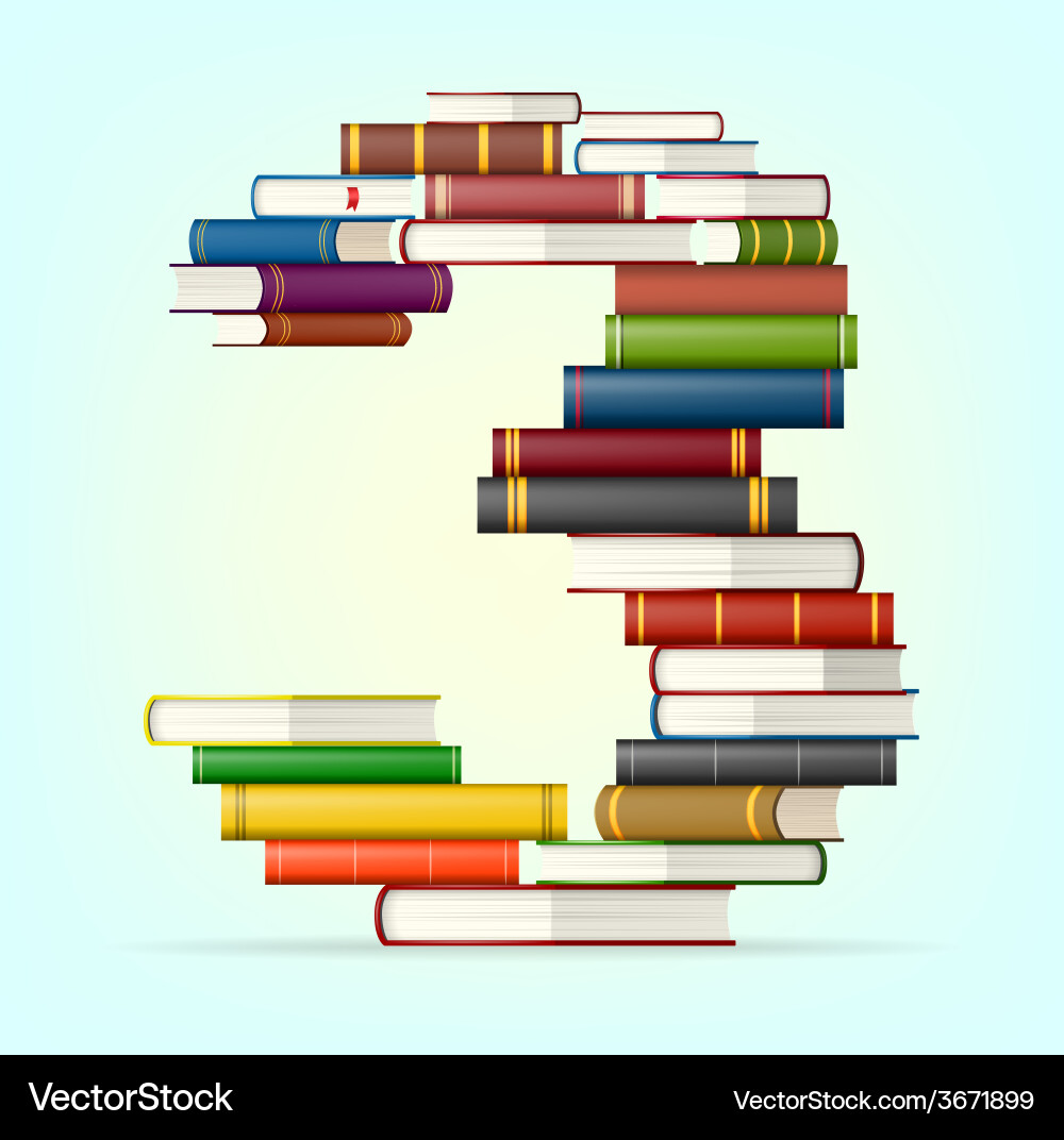 Numbers from stacks of multi colored books Vector Image