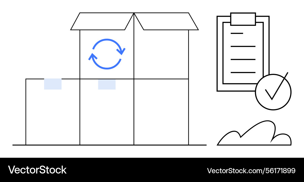 Opened package and boxes with checklist Opened package and boxes with checklist vector image