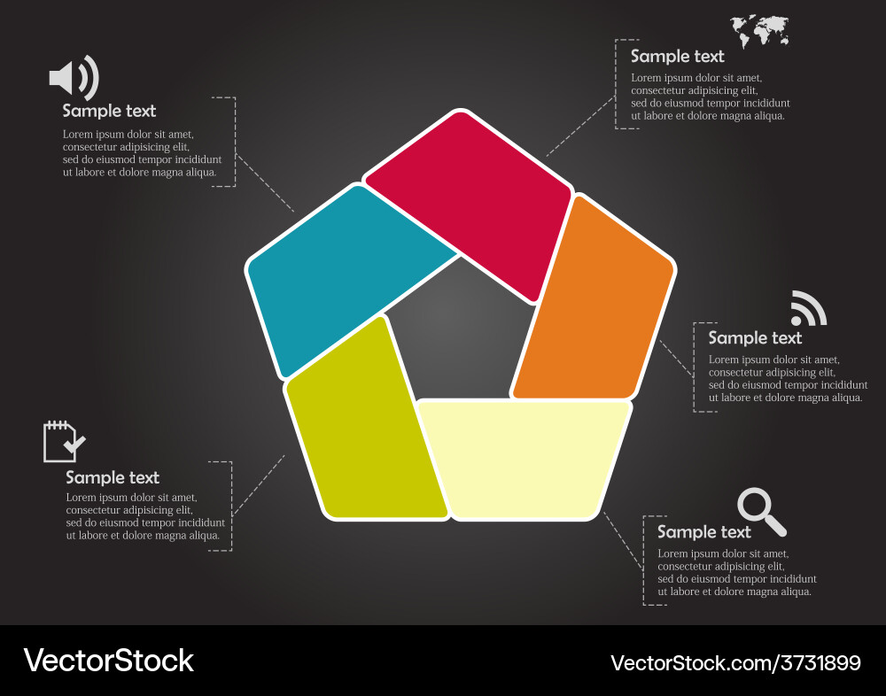 Pentagonal Diagram with Rounded Edges vector image