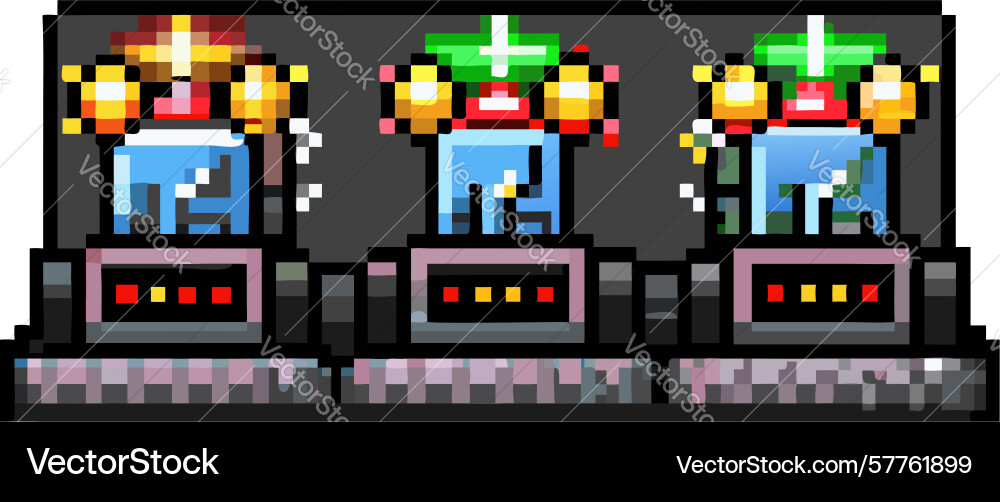 Pixelated arcade building retro gaming hub design Vector Image