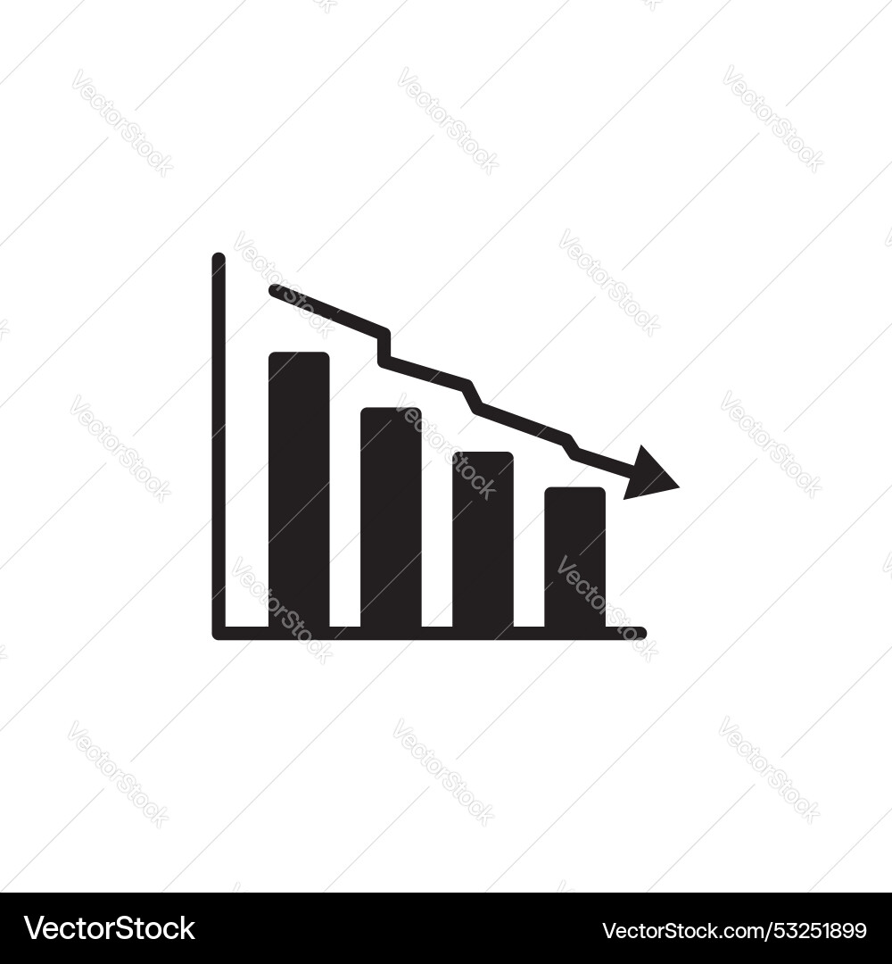 Reduction chart icon set downward graph symbol vector image