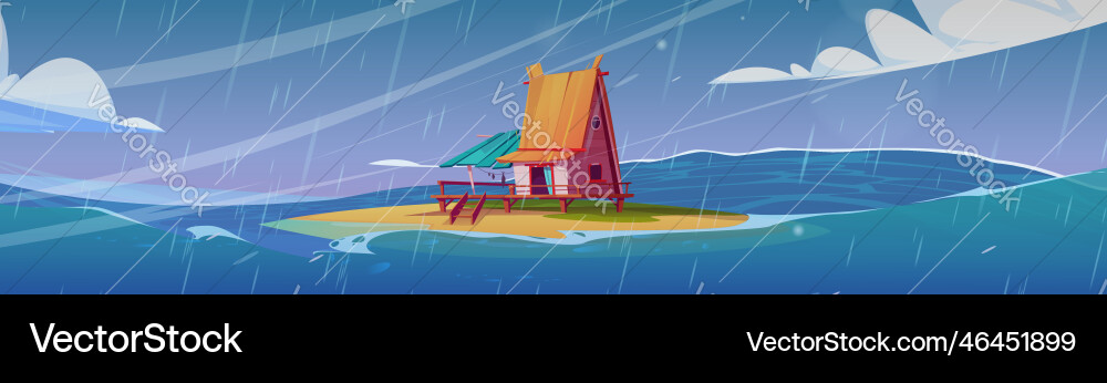 Storm with rain in sea island vector image