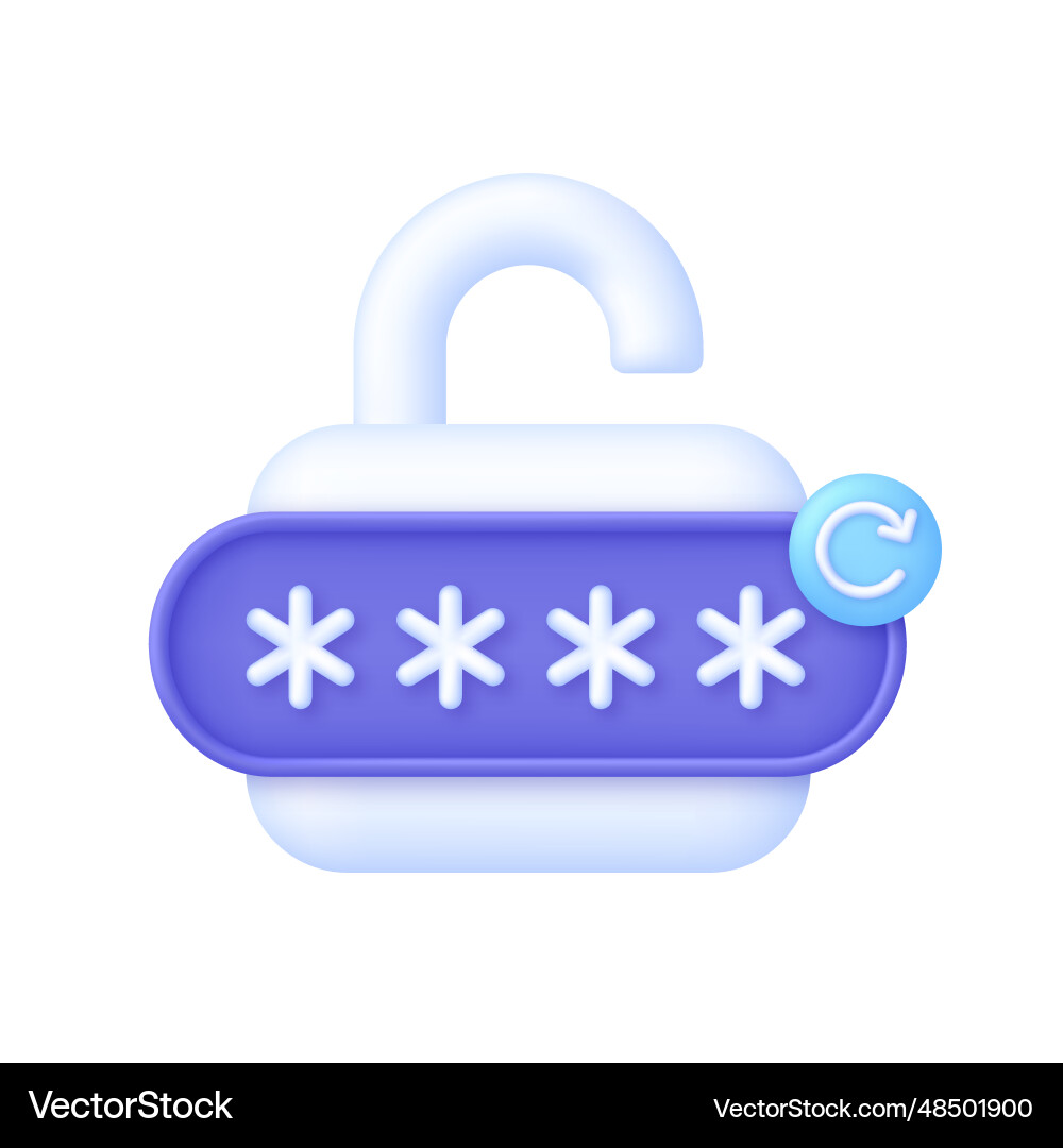 3d password reset vector image