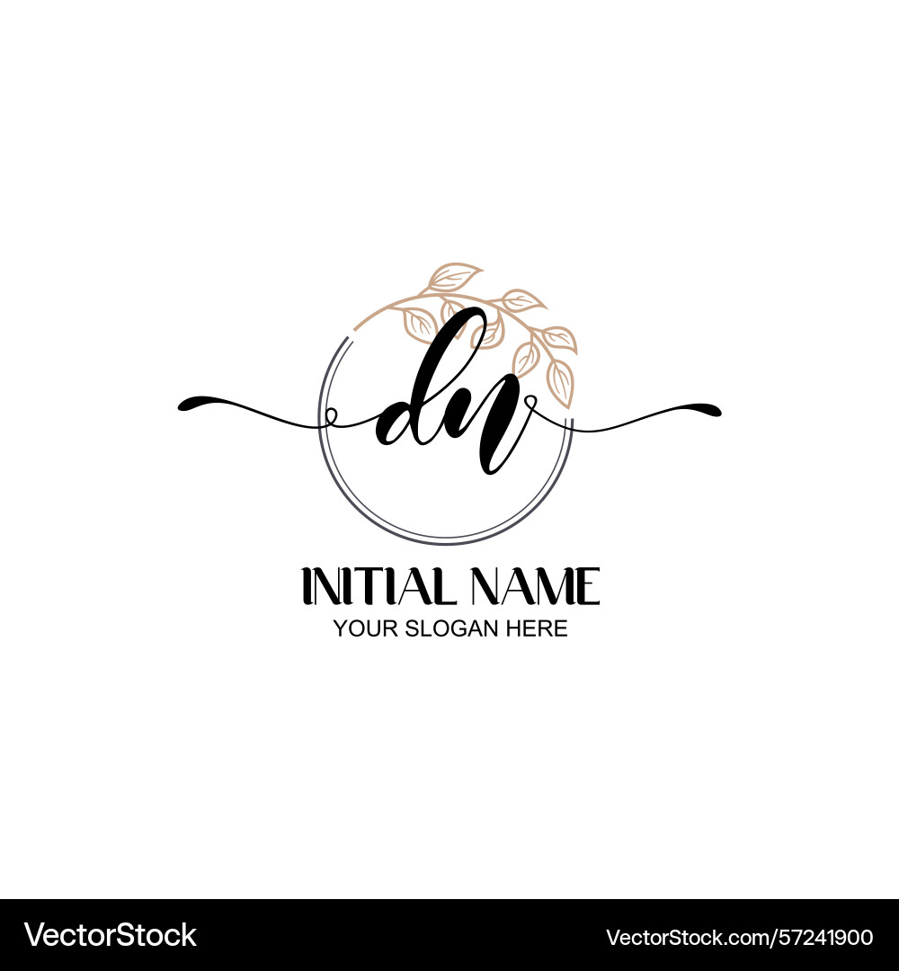 Elegant dn initial logo design with botanical Elegant dn initial logo design with botanical vector image