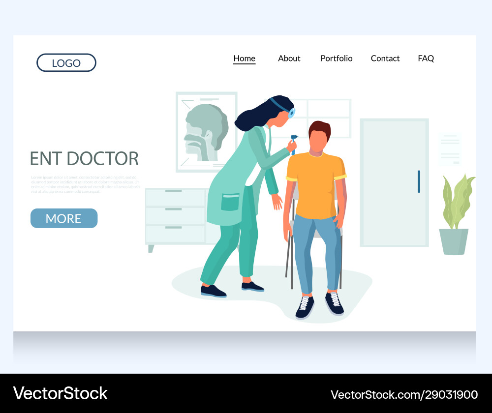 Ent doctor website landing page design Ent doctor website landing page design vector image
