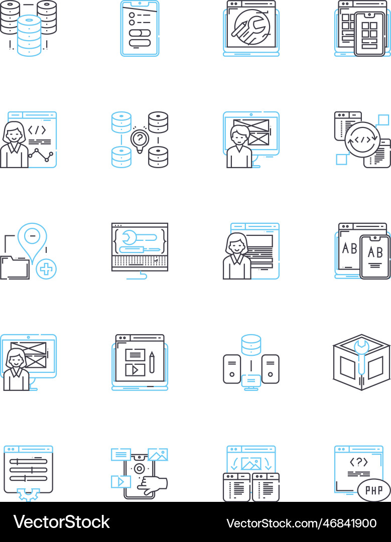 Entwickler linear Icons set code debug build Entwickler linear Icons set code debug build vektorbild