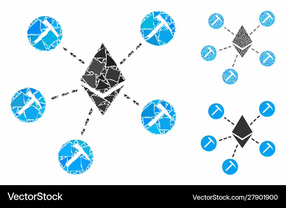 Ethereum mining pool composition icon inequal Ethereum mining pool composition icon inequal vector image