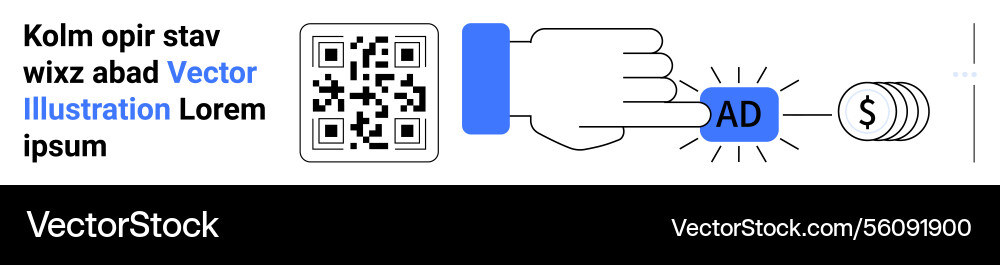 Hand scanning qr code and activating digital ad Hand scanning qr code and activating digital ad vector image