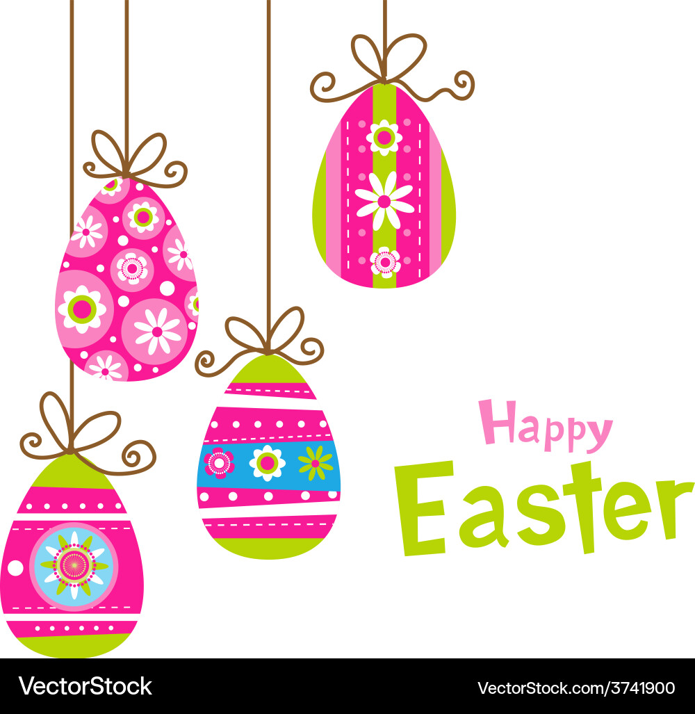 Hanging easter eggs Royalty Free Vector Image - VectorStock