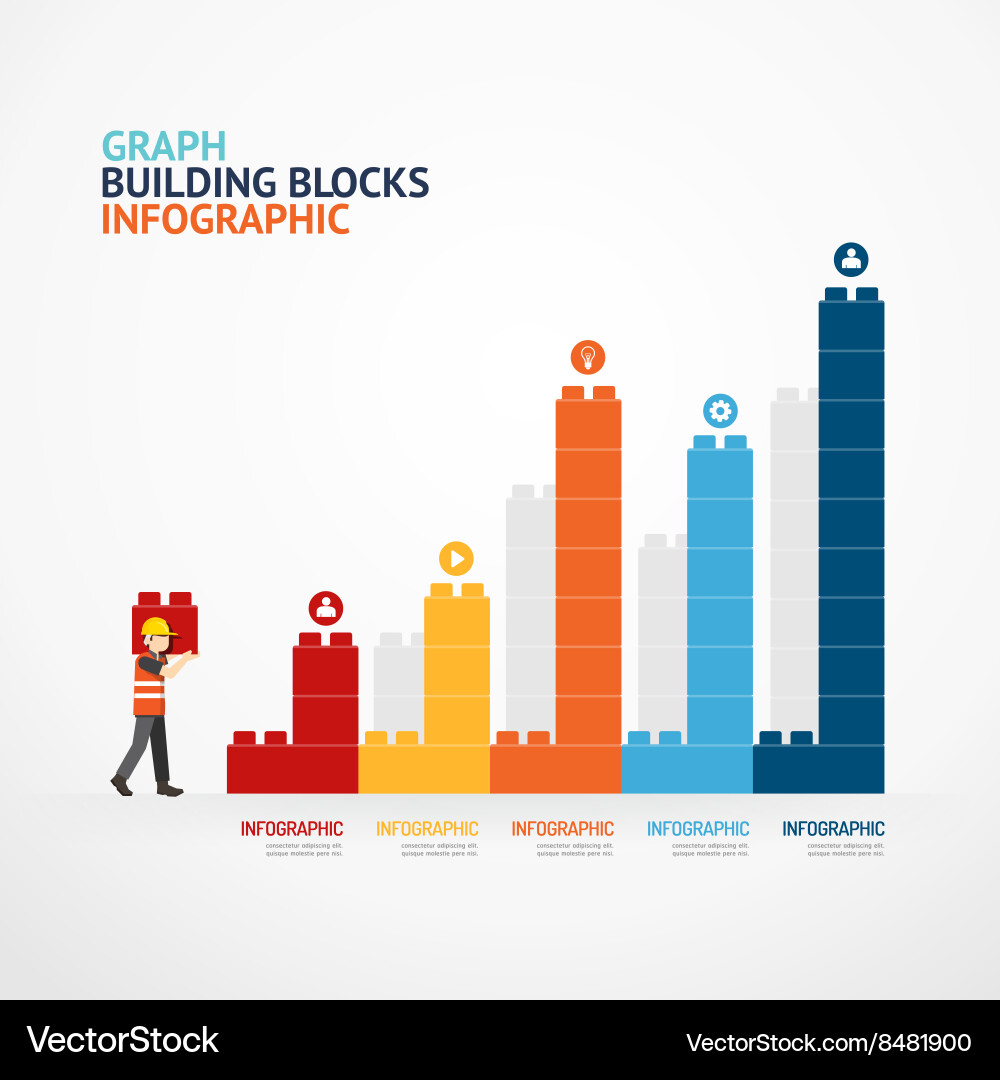 Infographic template with building blocks graph Vector Image