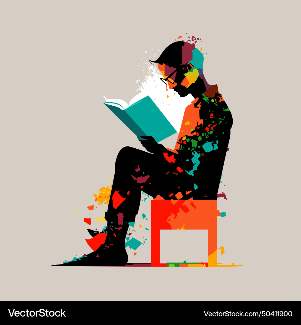 Man reading abstract Man reading abstract Vector Image