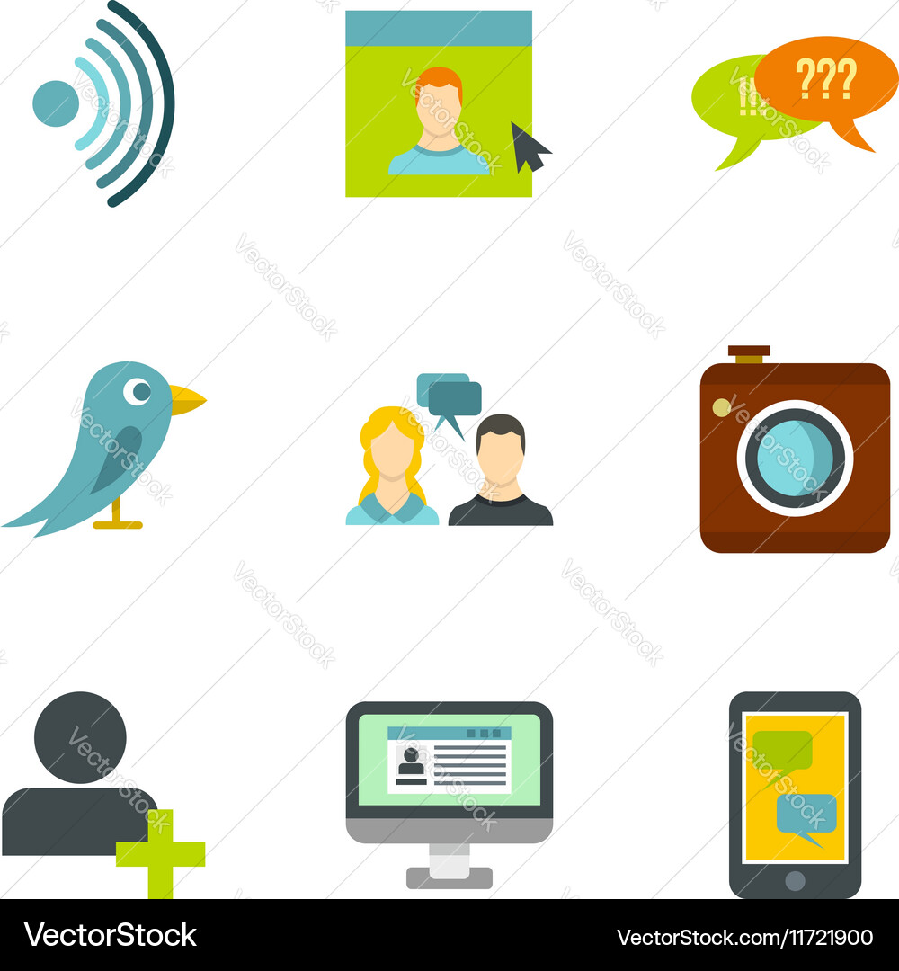 Message icons set flat style Vector Image