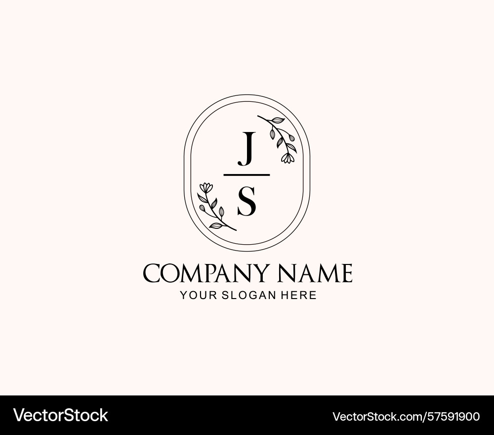 Minimalist js monogram logos with botanical Minimalist js monogram logos with botanical Vector Image