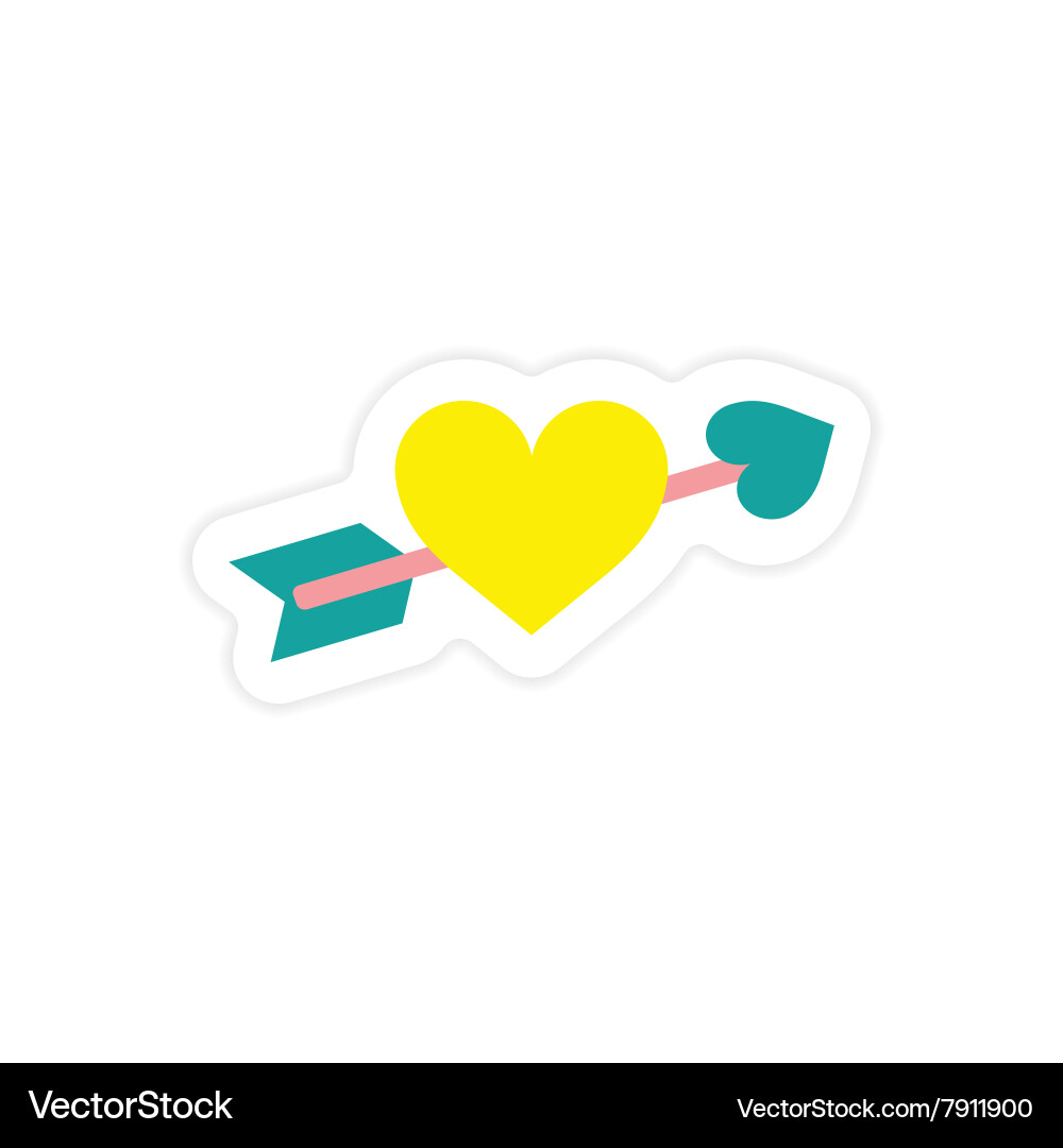Paper sticker on white background arrow heart Vector Image