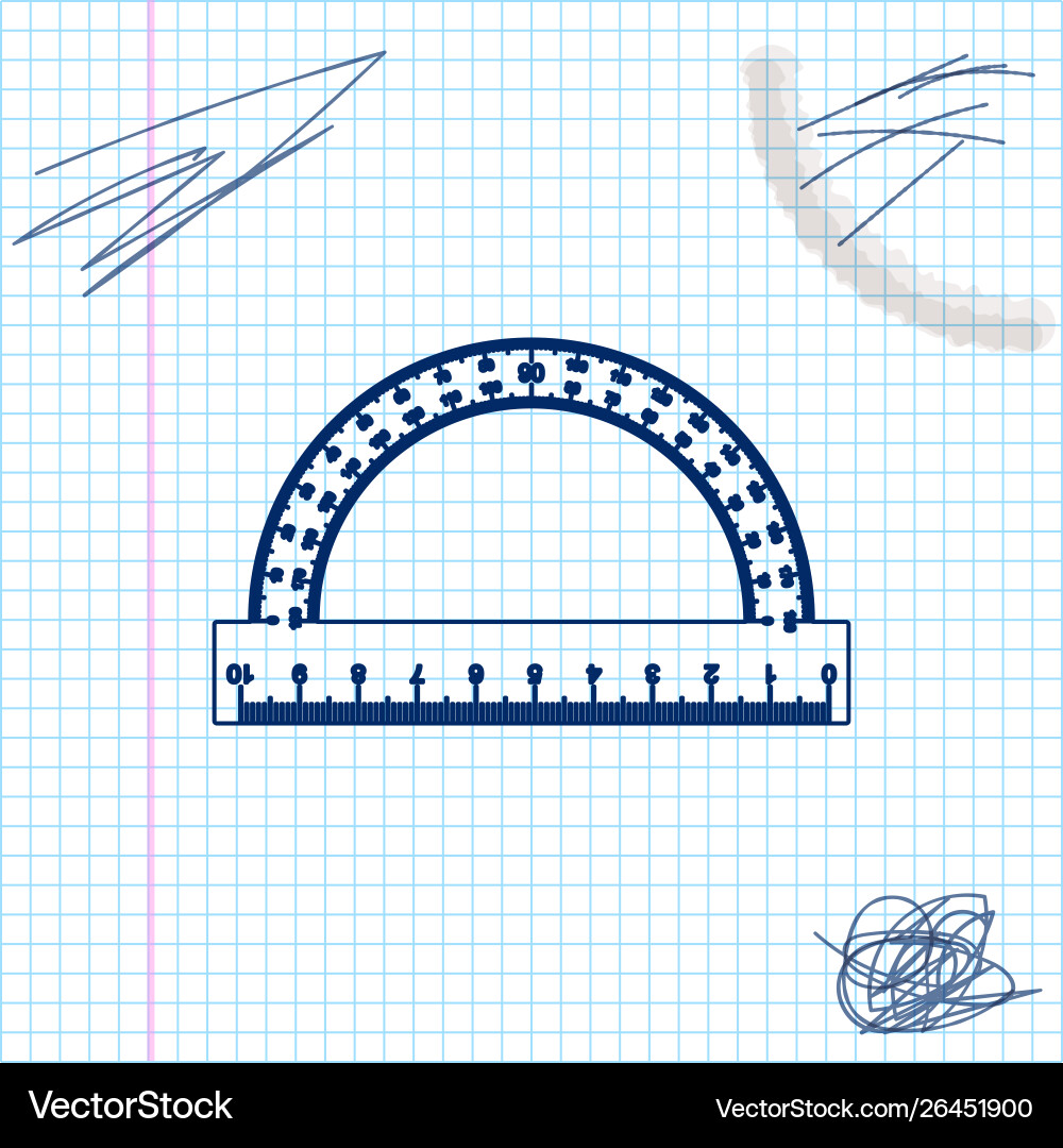 Protractor grid for measuring degrees line sketch Protractor grid for measuring degrees line sketch vector image