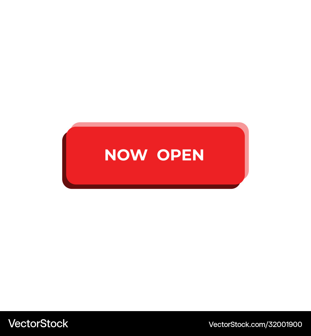 Red banner now open button Red banner now open button vector image