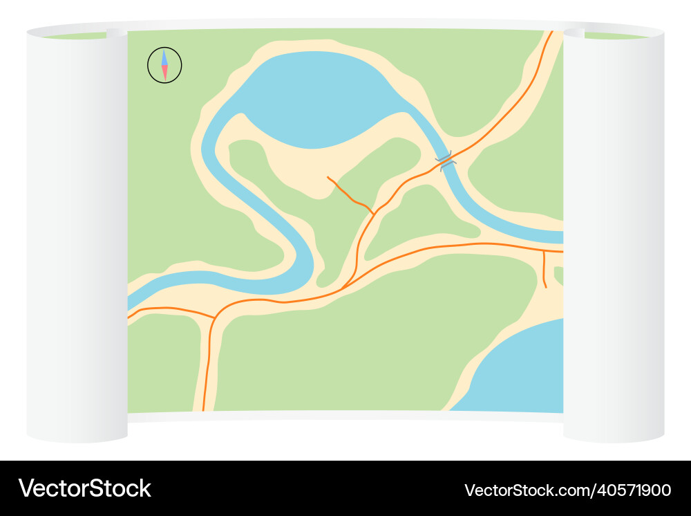 Scroll of paper with a map the area Vector Image