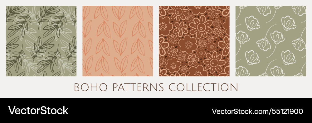 Seamless patterns collection in boho style Seamless patterns collection in boho style vector image