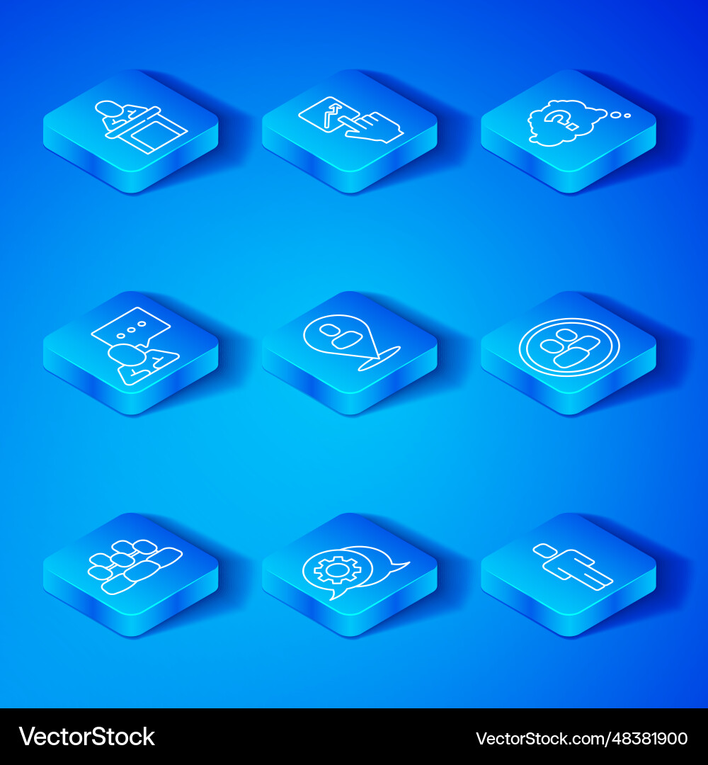 Set line project team base worker location speech Vector Image
