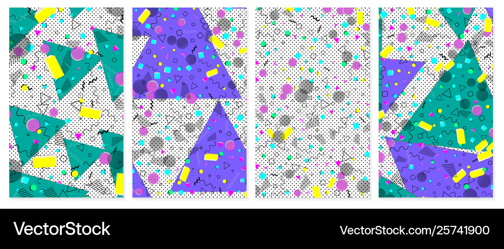 Set memphis pattern pop art color background Vector Image