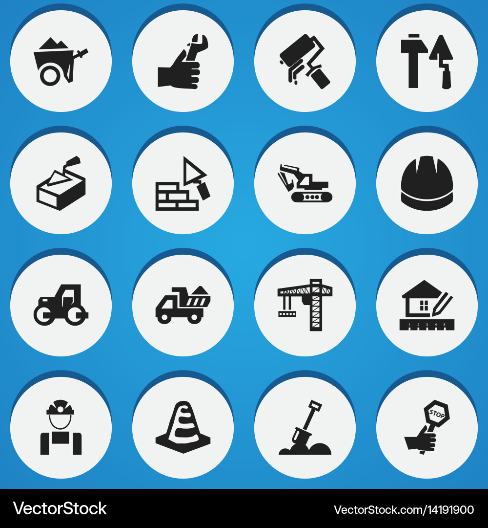 Set of 16 editable structure icons includes vector image