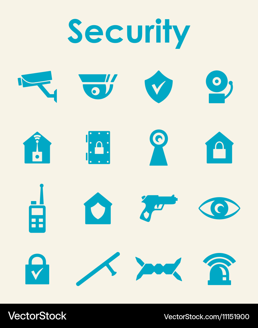 Set of security simple icons vector image