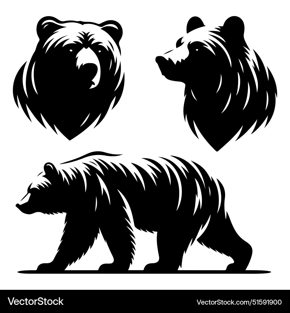 Silhouette set of bear isolated Silhouette set of bear isolated vector image