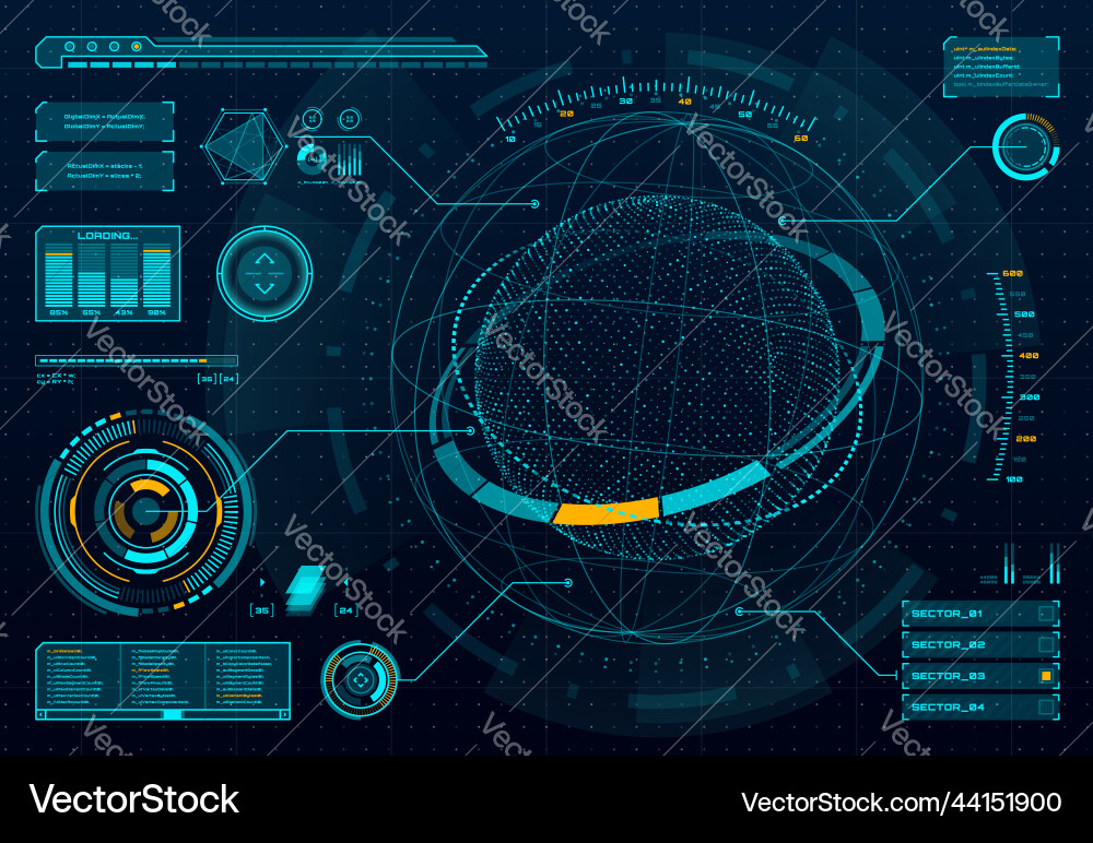 Space Data Dashboard with Sphere vector image