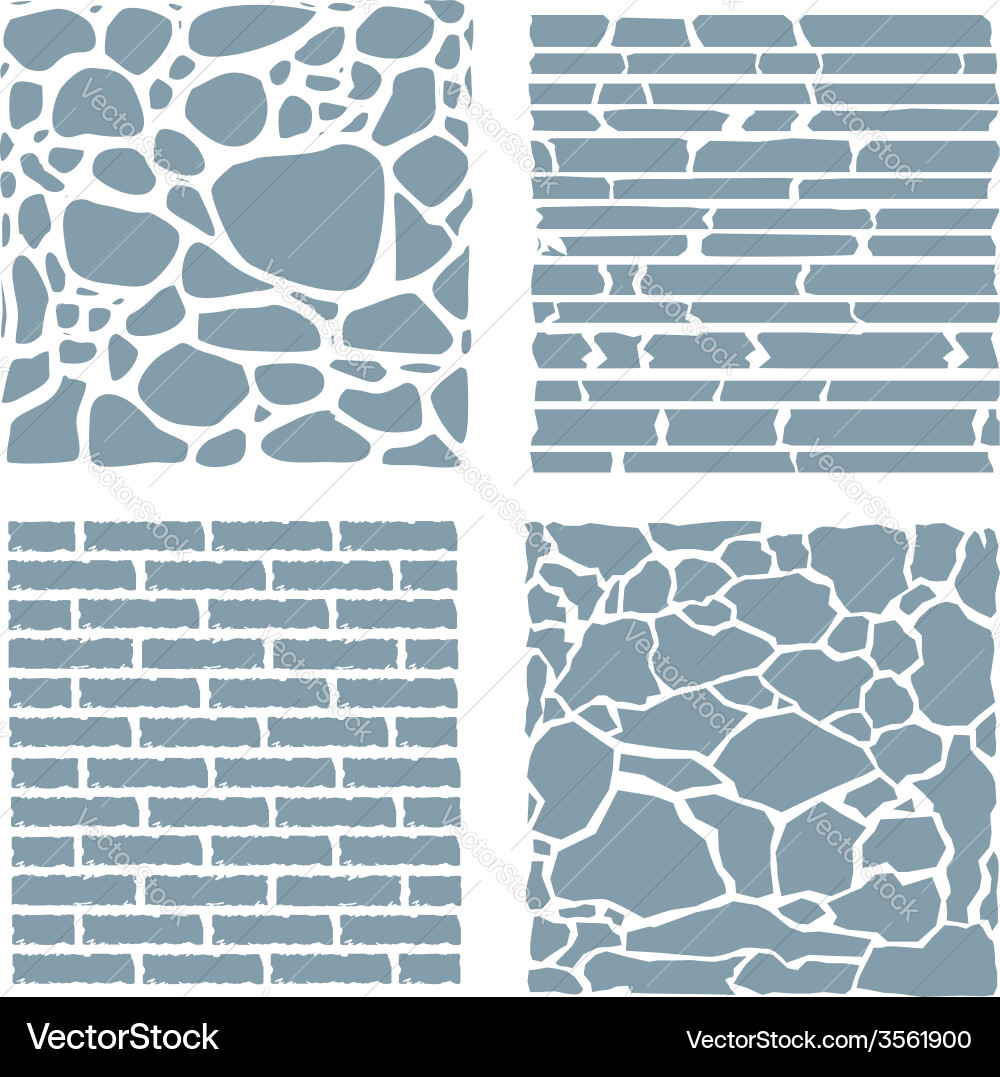 Stone and brick cladding texture set Royalty Free Vector
