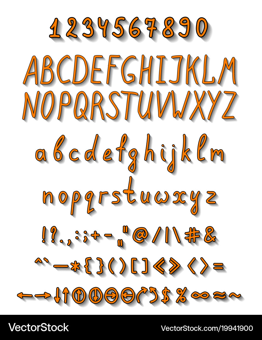 Three dimensional font with a full set of elements vector image