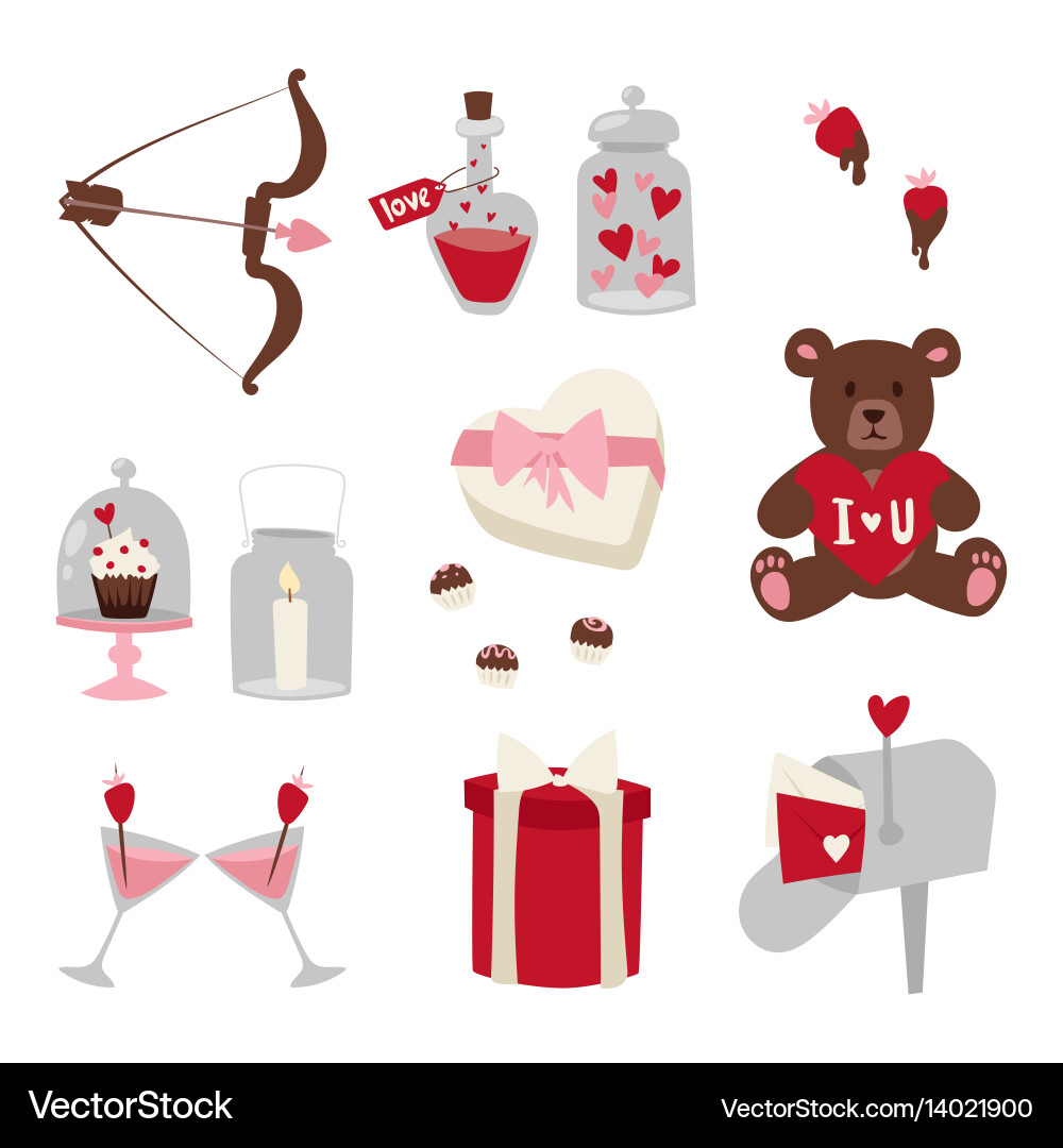 Valentine's Day Celebration Icons vector image