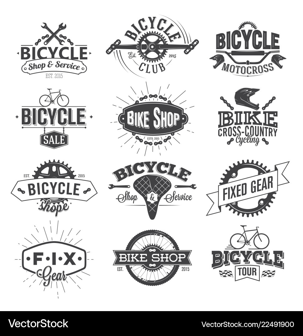 Vintage Bicycle Label & Logo Set vector image