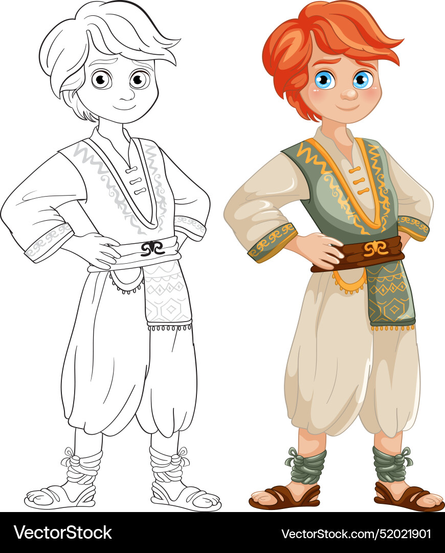 A happy boy in traditional clothing Royalty Free Vector