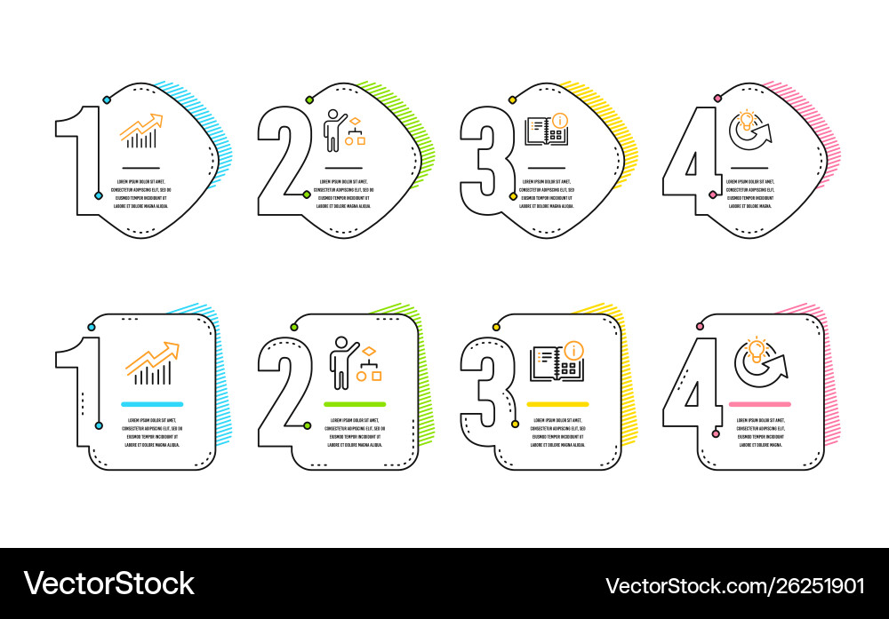 Algorithm demand curve and instruction info icons Algorithm demand curve and instruction info icons vector image